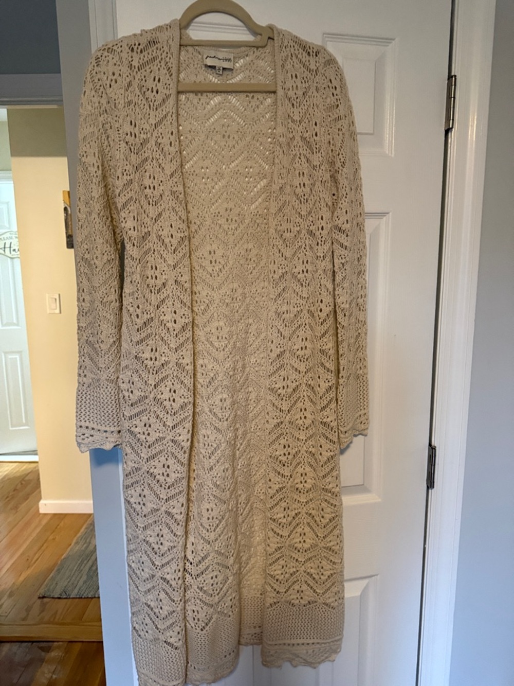 Freshman 1996 Open Knit Long Cream Cardigan